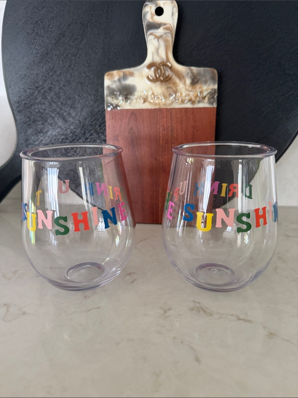 Ban.do Colorful 'Drink Up Sunshine' Plastic Wine Glasses - Set of 2